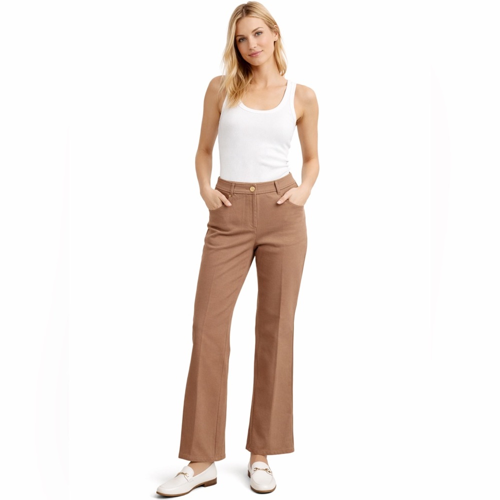 St. John Sport Straight Leg Dress Pants Sz 6 Tan Business Casual Career Office